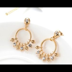 ❤NEW  faux rhinestones alloy hoop earrings